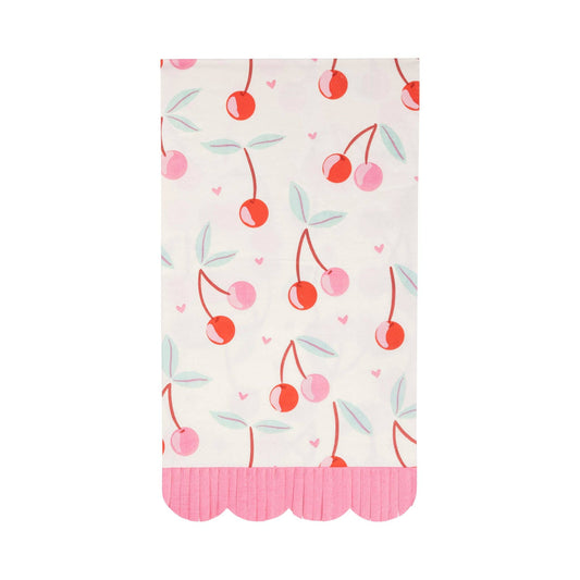 PLNP714 - Cherries Fringe Scallop Guest Napkin