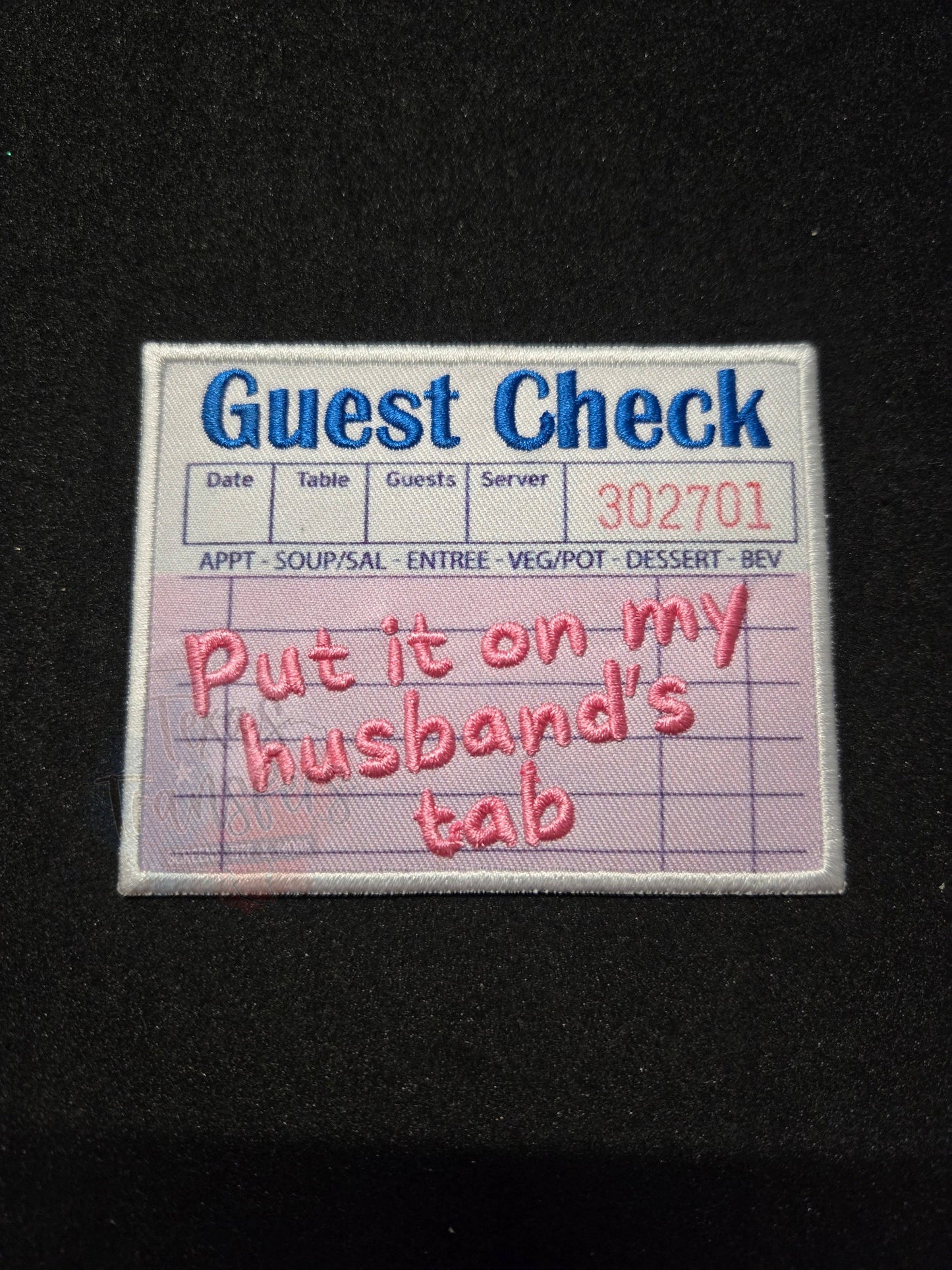 Husband's Tab/Guest Check Iron-On PATCH