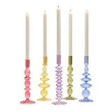 Two's Company Set of 5 Hand-Blown Glass Tapered Candleholder Includes 5 Colors