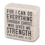 Lighthouse Christian Products 245136 2.25 x 2.25 in. Cast Stone Everything Through Christ Scripture Stone Plaque